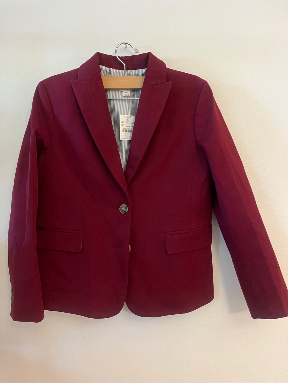 J. Crew Women's Burgundy Tailored Blazer